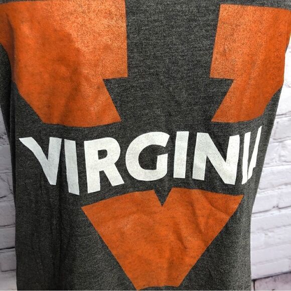 Virginia College Logo Tank Top Charcoal Heather Gray Criss Cross Back Medium - Picture 4 of 12
